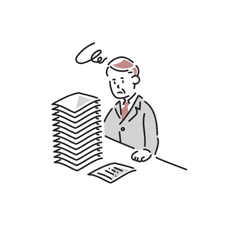 経理を任せられる人がいなくて困っている人のイラスト